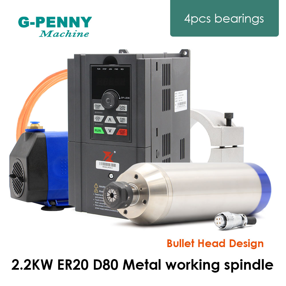Kit de motor de eixo de metal  - 2.2Kw Water Cooled Spindle Kit Vfd avaliação e preço